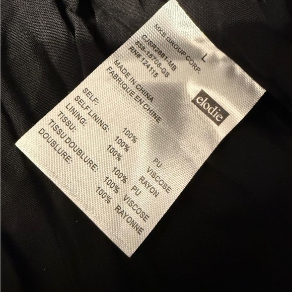 NWT Elodie Black Faux Leather Moto‎ Biker Jacket Full Zip Belted Women's Size L - Picture 5 of 5